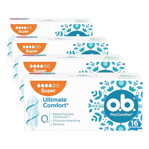 O.B. Pro Comfort, Super Tampon, 16 Pack (Paquete de 4)