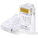 JODROAD 100-Pack Cat 6 Pass Through Connectors - Cat 6 Ends, Modular Plugs for Solid or Stranded UTP Ethernet Cable