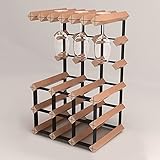 WLL-DP Freestanding Wine Holder Beech Countertop Wine Rack Two-in-One Wine Storage Shelf, for Tablet