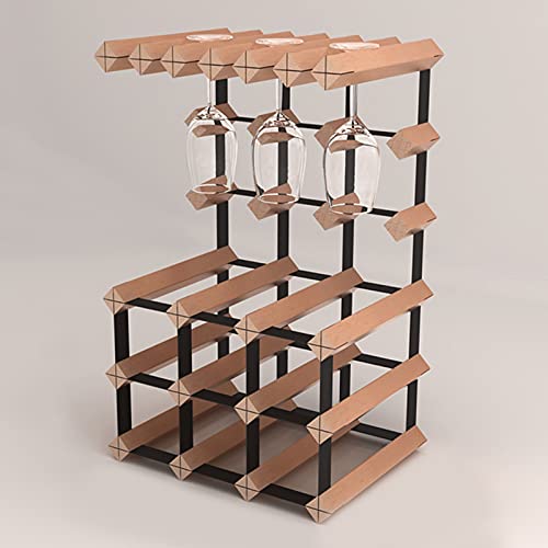 Wll-Dp Freestanding Wine Holder Beech Countertop Wine Rack Two-In-One Wine Storage Shelf, For Tabletop Cabinet Pantry Kitchen Bar Dining Room, Hold 6~9 Bottles #TOP19
