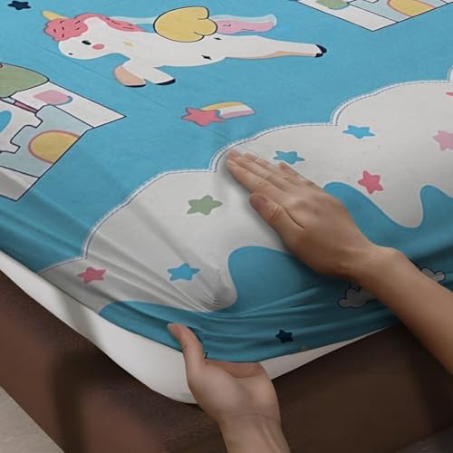 Image of Weave & Decor Kids Fitted bedsheets Single Bed 36x78x6 inch with Pillow Cover 20x30 inch, Breathable Soft Fabric, for Single Mattress