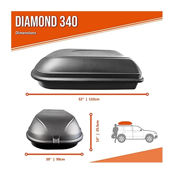 Coffre de Toit Diamond 340 - 320L, Noir élégant