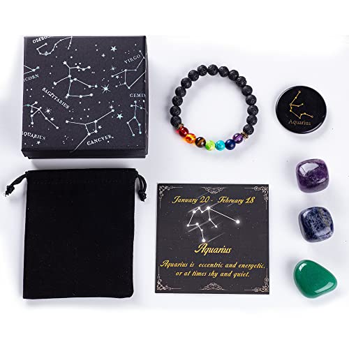 Ufeel Aquarius Gifts For Women, Aquarius Crystal Healing Stone Gift Set, 12 Zodiac Sign Gifts, Chakra Yoga Gifts, Horoscope Gifts, Birthday Gifts, Astrology Gifts #TOP6
