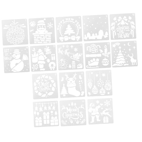 SHINEOFI 16 Plantillas Navideñas Para Árboles De Navidad Suministros Para Manualidades Navideñas Plantillas Navideñas Reutilizables Decoración Kits De Manualidades Navideñas