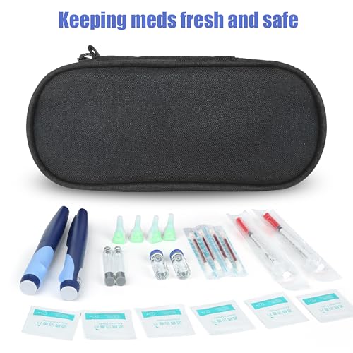 insulin pen cooler travel case with tsa approved ice packsdiabetic medication insulated cool organizerinsulin pen and other diabetic supplies for the daily life and trip black