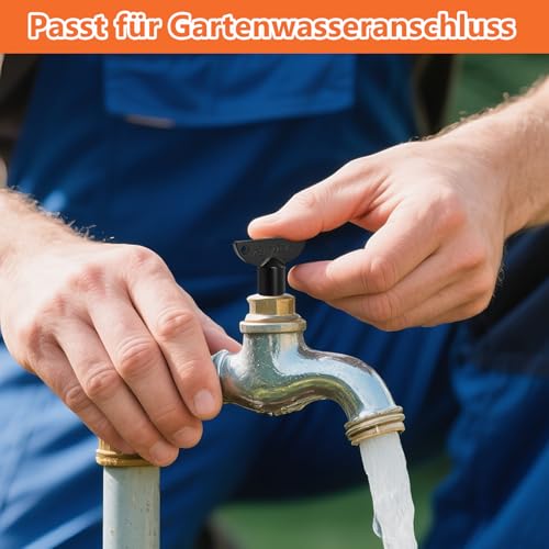 Folzirt 2 Stück 304 Edelstahl Wasserhahn Steckschlüssel für Außenwandventil, Härtere frostsichere Außenarmatur für Eckventil, Wasserhahn Drehknopf Garten, Außengriff Ersatzteile