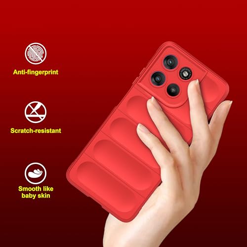 Image of amazon basics Back Case Cover for Motorola G57 Power 5G | Compatible for Motorola G57 Power 5G Back Cover | Liquid Silicon Magic Case with Camera Protection | Red