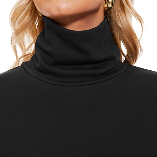 Image of TAIPOVE Cotton Fleece Lined Turtleneck Top for Women Long Sleeve Mock Turtle Neck Lightweight Sweater Thermal Underwear Shirt