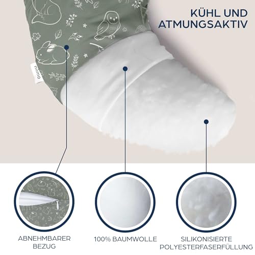 Niimo® Stillkissen Klein für Baby – Halbmond aus 100% Baumwolle, Oeko-TEX® Standard 100, Stillhörnchen Waschbar & Atmungsaktiv, Kleines Stillkissen (15,5 x 39 cm)