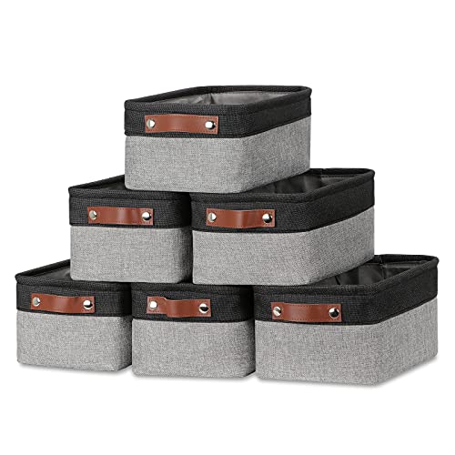 Dullemelo Small Storage Baskets For Shelves, Small Fabric Collapsible Rectangular Storage Bins For Shelves cover