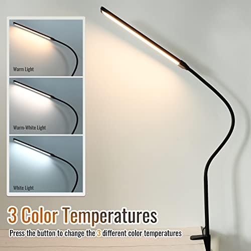 Workbench Light, CeSunlight Led Desk Lamp with Clamp, 11W, 850 LMS, 3 Color Modes, 10 Brightness Levels, Eye-Caring 26 Inches Flexible Gooseneck Task Lamp for Hobby, Office (Adapter Included)