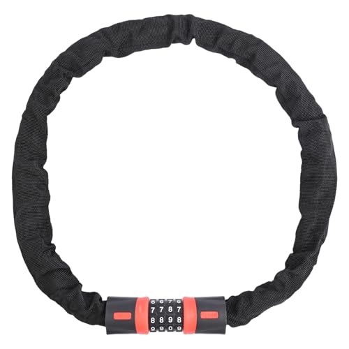 Image of Allextreme Heavy Duty Anti Theft Stainless Steel Chain Lock with 4 Digit Security Resettable Combination Number Locks Multipurpose Use for Bike Bicycle Helmet (Pack of 1, Black)