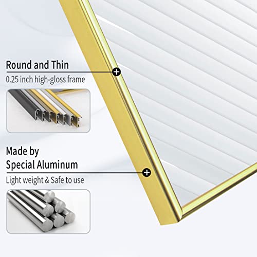 Homso Gold Picture Poster Frame 11X17, Thin Aluminum Frame With Shatter-Resistant Acrylic For Legal Sized Paper And Wall Displaying #TOP2