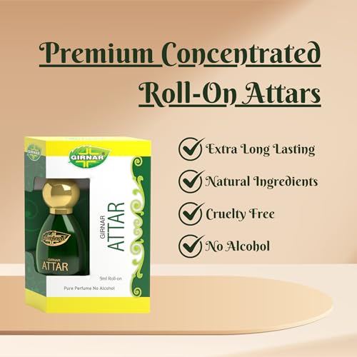Image of Girnar Attar 9ml | Non-Alcoholic Premium Concentrated Perfume | Rose, Saffron, Oud Shanaya, Agarwood, Caramel & Woody Scent