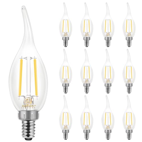 Energetic 12 Pack Dimmable Candelabra Led Light Bulb, CA11 Shape,Flame