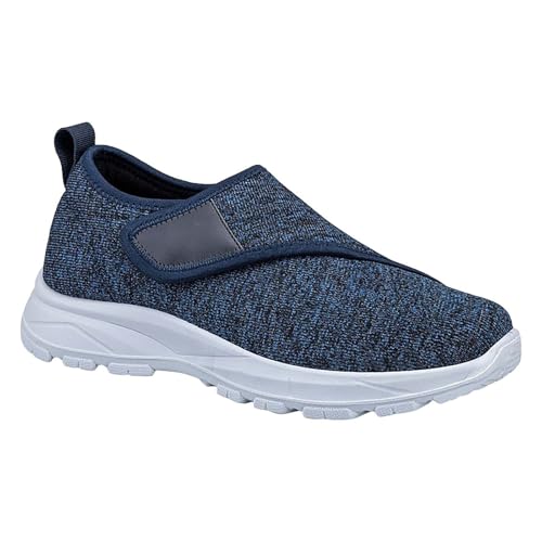 Zapatillas de ocio para hombre y mujer, ligeras, de malla, transpirables, sin cordones, cómodas, antideslizantes, planas, para caminar, fitness, zapatillas de deporte, azul, 43 EU