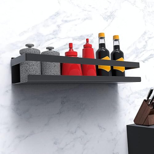 Miniatura 4 de Bestdon Estantería Baño Acero Inoxidable, Estantes Ducha Pared Sin Taladro Para Baño Y Cocina, Adhesiva, Negro Mate, 30 Cm