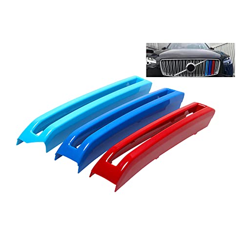 Image of SANRILY M-Colored Grille Insert Trims Compatible with Volvo 2nd Gen XC90 Pre-LCI 2015-2019 Front Grill Front Center Kidney Grilles Tri Color for Volvo Grille Decoration Covers