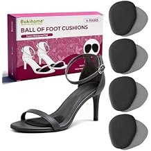Ball of Foot Cushion Pads for Women - Bukihome 4-Pair Metatarsal Pads Prevent and Alleviate Ball-of-Foot Pain, Non-Slip Prevent Sliding Forward Forefoot Cushions for High Heels, Sandals Black