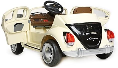 Retro Electric Ride On Car 6v With Parental Remote Control And Free Personalsied Number Plate Biege Amazon Co Uk Toys Games