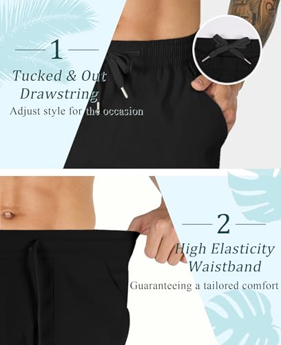 Susclude Mens Casual Pants Stretch Lightweight Beach Comfy Pants for Men Loose Fit Fall Vacation Slacks Men with Pockets4