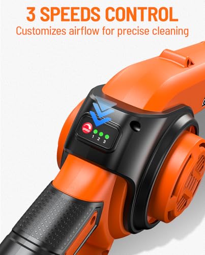 DOVAMAN LE20 Cordless Leaf Blower, 3-In-1 Electric Blower with 288 km/h Air Speed, 3 Speeds, 800g Lightweight, 20V Battery with Fast Charger, LED Light, 3 Nozzles, for Lawn Care, Patio, Leaves & Dust 4 DOVAMAN LE20 Cordless Leaf Blower, 3-In-1 Electric Blower with 288 km/h Air Speed, 3 Speeds, 800g Lightweight, 20V Battery with Fast Charger, LED Light, 3 Nozzles, for Lawn Care, Patio, Leaves & Dust - Image 4