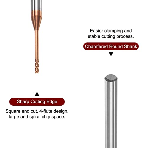 Image of HARFINGTON Square Nose End Mill 4mm Shank 1.5mm x 15mm AlTiSin Coated Solid Carbide Long Reach Extended Neck 4 Flutes CNC Router Bit Milling Cutter for Stainless Steel Hardened Steel