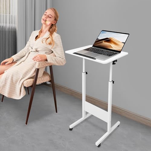 Escritorio portátil ajustable con ruedas para laptop miniatura 2