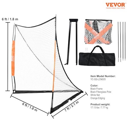 Vevor LACROSSE GOAL 6 X 6IN BXK Lacrosse Goal, 6' X 6' Lacrosse Net, Portable Lacrosse Goal With Carry Bag, Fiberglass Rod Backyard Lacrosse Training Equipment, Easy Setup Collegiate Goal, Perfect For Youth Adult Training thumb #6