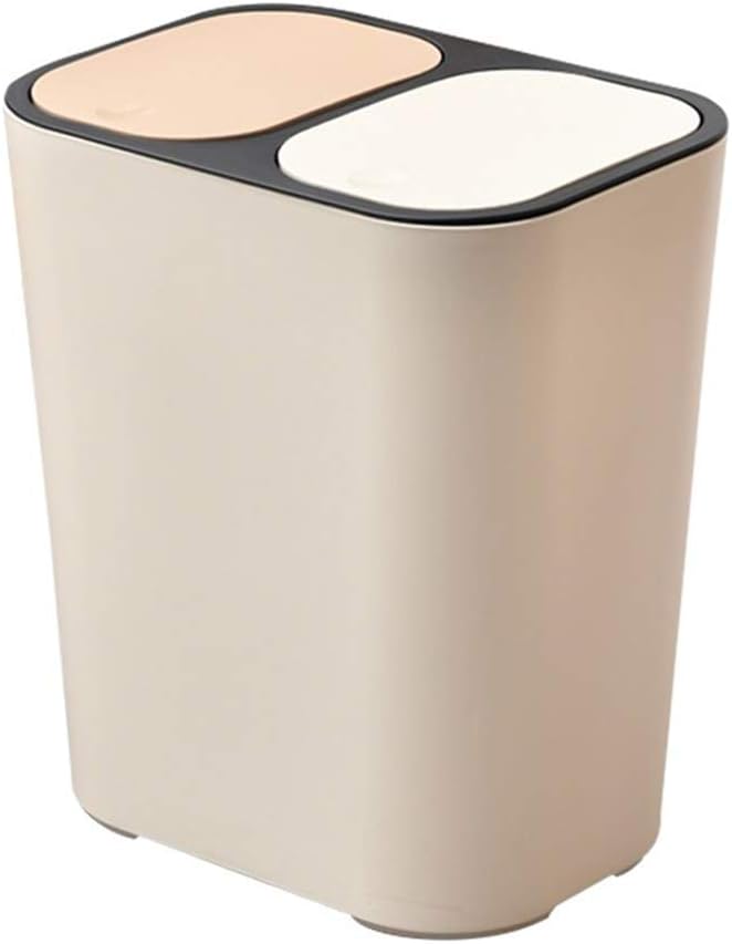 Dry And Wet Separation Trash Can With Lid, Adopts Push-Type Design, Simple Elegant, Has Good Texture And Durability, Bottom Is Non-Slip, Placed Smoothly