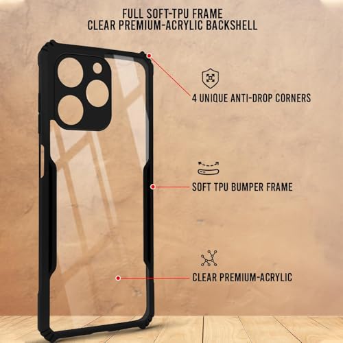 Image of AIBEX Compatible for Realme C71 4G / Realme Narzo 80 Lite 4G Mobile Back Case Cover, Crystal-Clear Shockproof Bumper with Camera Guard | 360 Hybrid Protection (TPU+PC) | Anti-Yellow, Transparent