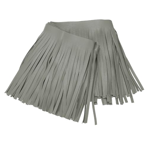 Ruban frange cuir synthétique gris double face anti-effilochage - 2