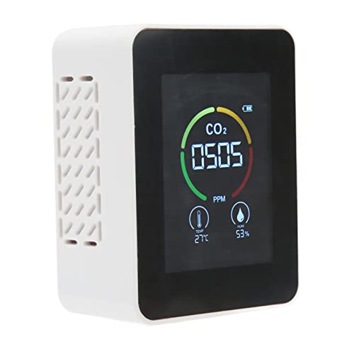 Monitor De Calidad Del Aire Del Sensor De Semiconductor Del Detector De Dióxido De Carbono De Pantalla Grande, Prueba De Humedad De Temperatura, Para El Hogar Garantizar La Seguridad Y La(Blanco)