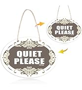 Quiet Please Sign - 7x10 Inch Double Sided PVC Hanging Sign For Office, Salon & Library