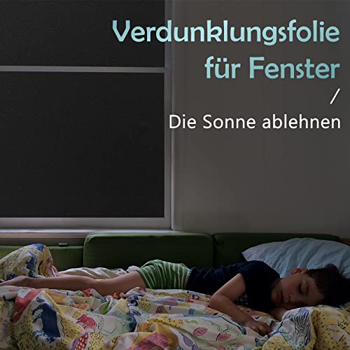 DOWELL Verdunklungsfolie für Fenster, Blickdichte Fensterfolie Schwarz 60x200cm, Tönungsfolie Verdunkelung Folie Selbstklebend Selbsthaftend Dunkel Abdunklungsfolie Lichtundurchlässig Klebefolie