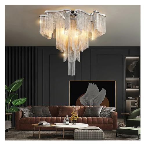 Luxury Gold Aluminum Chain Ceiling Lights LED Lamps Compatible with Living Room Decor Home
