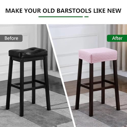 Image of YISUN Stool Covers Rectangle - 4 Pack Stretch Waterproof Saddle Seat Cover Counter Bar Stools Bar Chairs Covers Kitchen Island Chairs Cushion Protector
