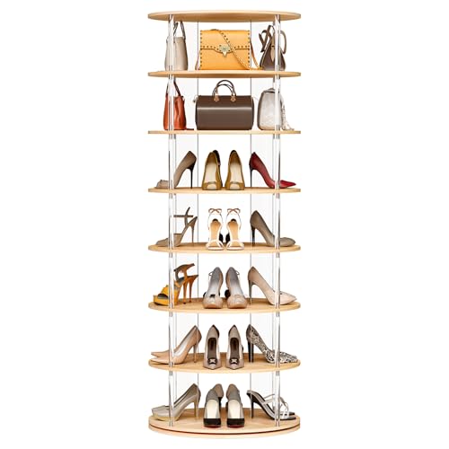 TAKEKIT 7-Tier Rotating Shoe Rack, 360 Degree Spinning Shoe Rack Tower, Lazy Susan Storage Tower...