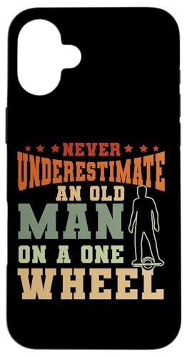 Un viejo hombre de la rueda que monopatina eléctrico flotador del monopatín Carcasa para iPhone 16 Plus