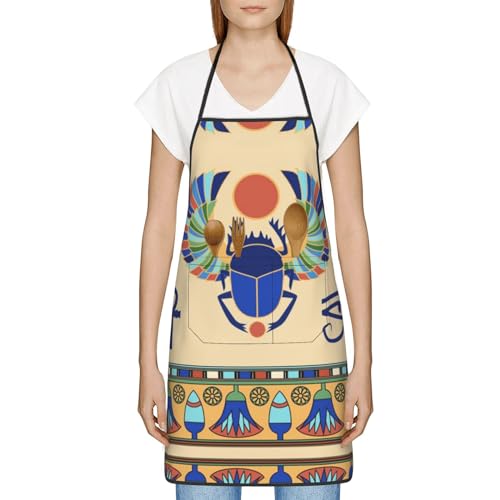 Beecodek Delantal elegante con estampado de hojas y mariquitas con bolsillos, resistente a las manchas, impresión de ancho completo, diseño de borde de bloqueo, perfecto para varios escenarios