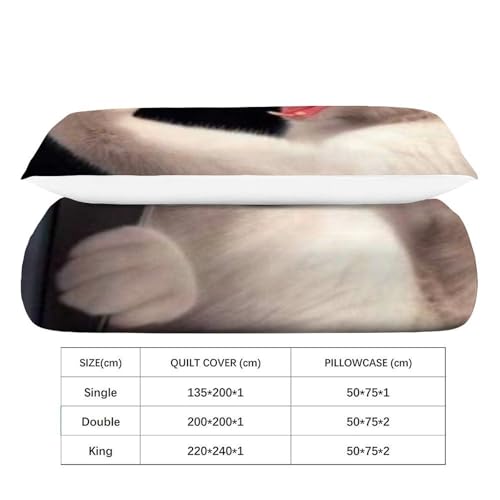Housse de couette single animaux imprimé 3D en microfibre 135x200cm