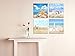 Paimuni Modern Seascape Canvas Prints 4 Panel Seaview Giclee Artwork Starfish Pearl Beach Seashell Wall Art Paintings for Living Room Stretched and Framed Ready to Hang Wall Decor 12 x 12 Inches
