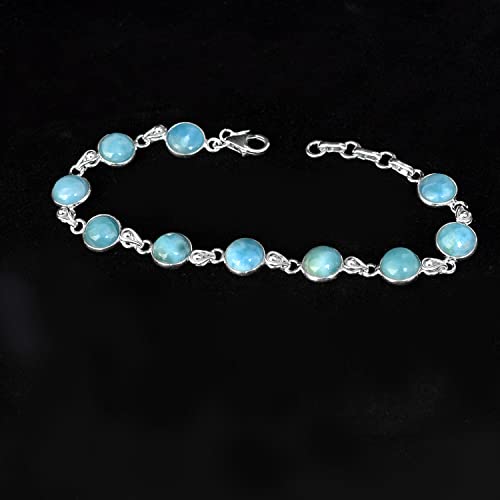 Silver Palace 925 Sterling Silver Natural Larimar Gemstone Bracelet For Women Size- 7 Inch To 8 Inch3