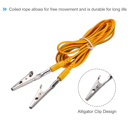 Image of MECCANIXITY ESD Grounding Cable Cord with Alligator Clip 3.0m /118 inch Long Yellow Anti-Static Ground Wire Cable Clip for Eliminate Conductor Electrostatic, Pack of 2