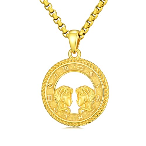 Chaîne horoscope et pendentif 12 signes du zodiaque en argent de 22MM pour hommes et femmes