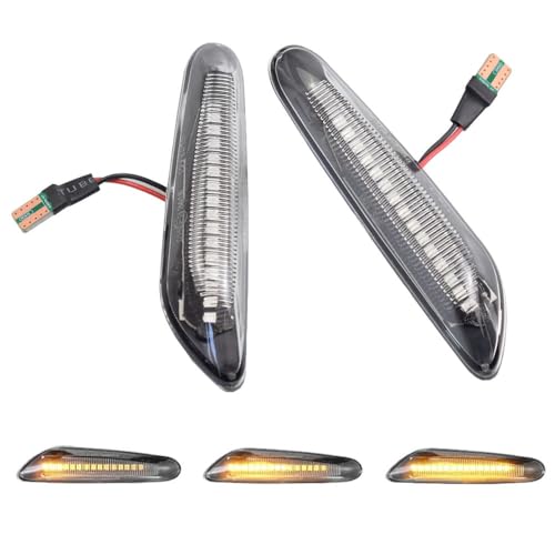 2 intermitentes laterales LED dinámicos con certificado B-MW 1 3 5 Series E60 E61 E81 E82 E88 E46 E90 E91 E92 E93 X3 E83 X1 E84 (transparente)