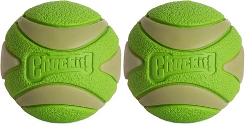 Image of Chuckit! Max Glow Ultra Squeaker Ball, Medium (2.5 Inch Diameter), 2 Pack, for Breeds 20-60 lbs