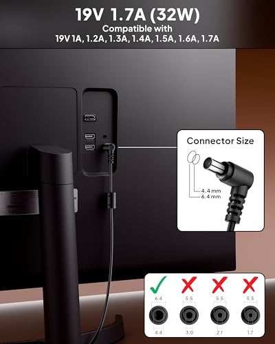 Image of FEDUS BIS Certified 19V 1.7Amp Adapter for LG Monitor, Power Supply Cord of HDTV, LCD LED Monitors,TV Compatible for 19 inch 20 inch 21.5 inch 24 inch 27 inch 29 inch 32Inch TV Monitor, Input: 220V-50Hz 50mA Output 19V /1.7A