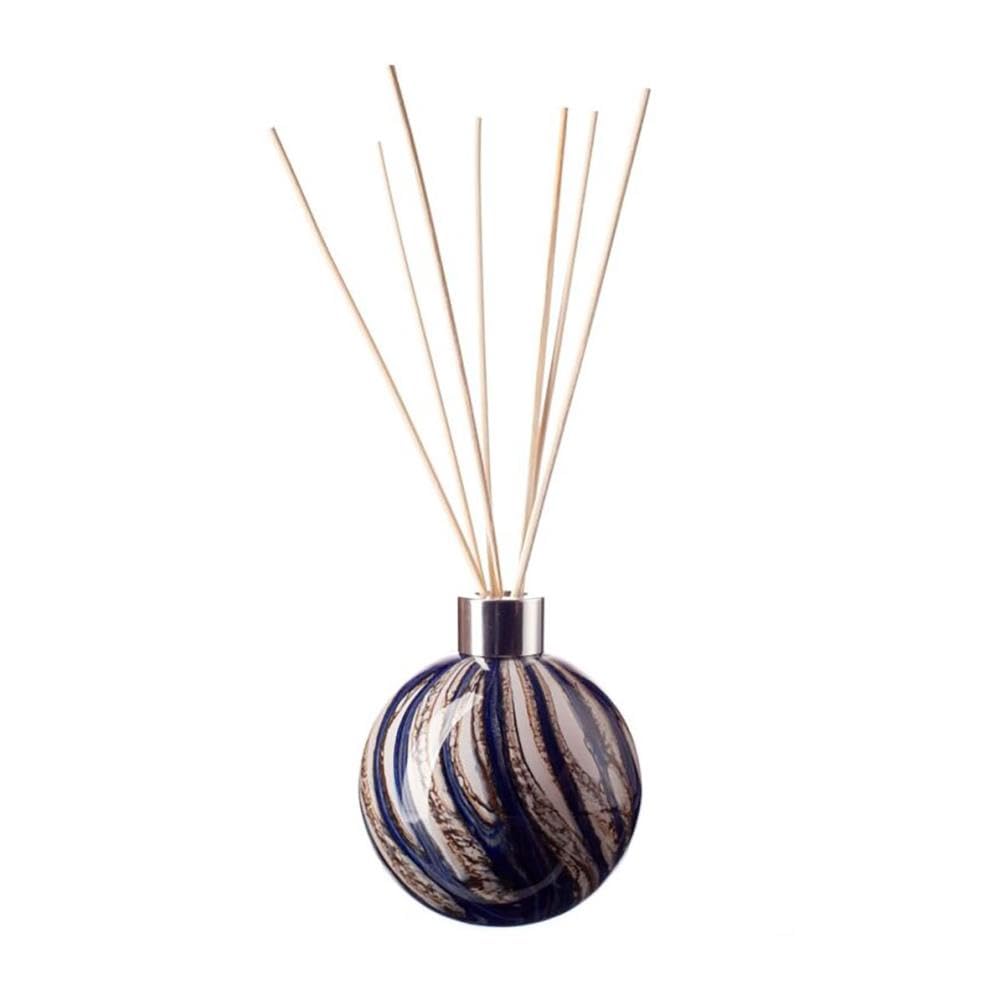 Amelia Art Glass Blue, Brown & Cream Reed Diffuser Sphere In (Naval Oak)