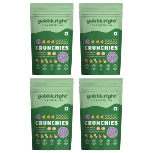 Image of GOBBLERIGHT Healthy Baked Crunchy Nachos Chips (80g - Pack of 4) | Nacho Tortilla Chips | Healthy Gluten Free Vegan Snacks | Dairy Free & Soy Free | Low Calorie Snacks for Adult & Kids
